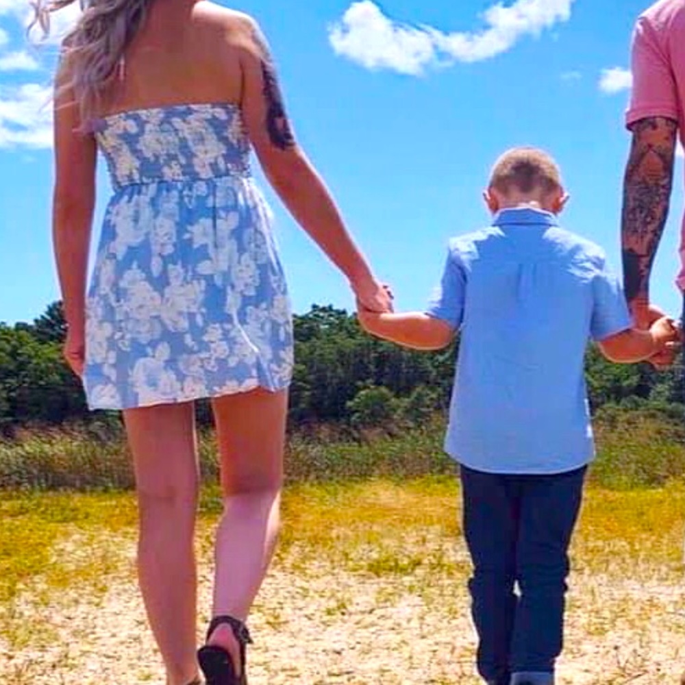 Baby blue floral sun dress, halter top
